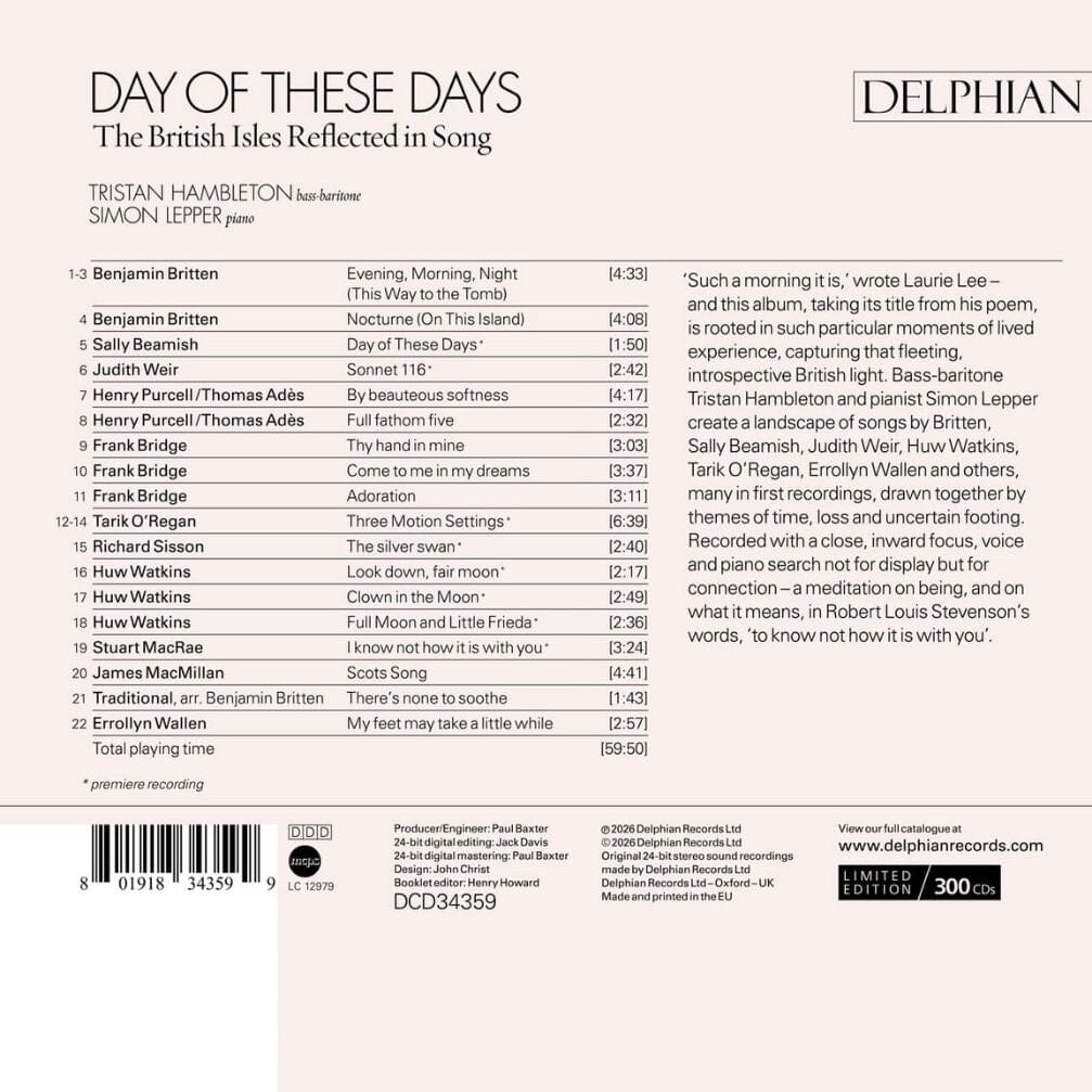 Day of These Days: The British Isles Reflected in Song CD Delphian Records