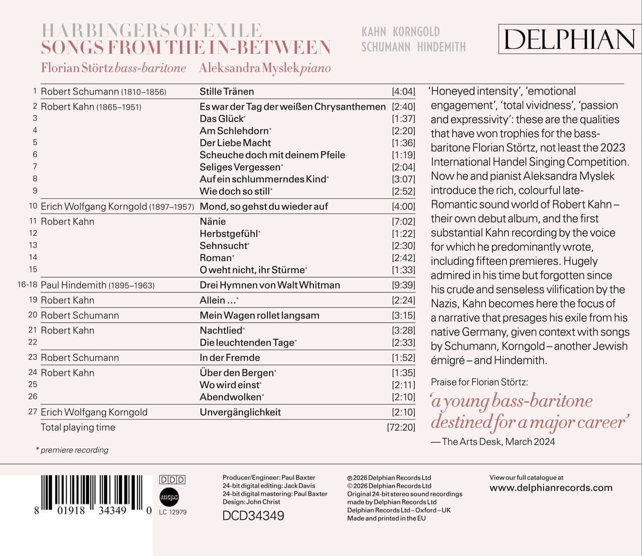 Harbingers of Exile: Songs from the In-Between CD Delphian Records