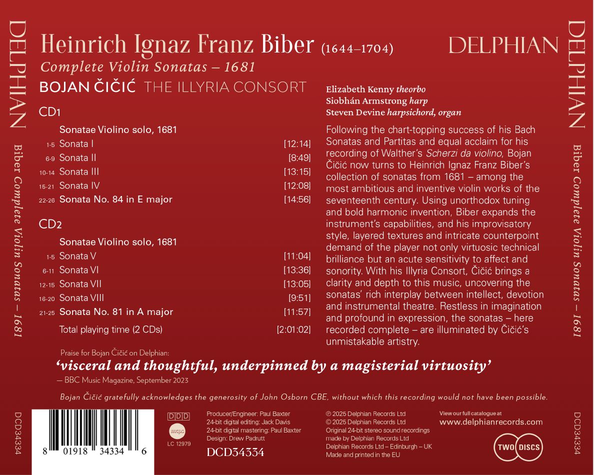 Heinrich Biber: Violin Sonatas — 1681 (2CDs) CD Delphian Records