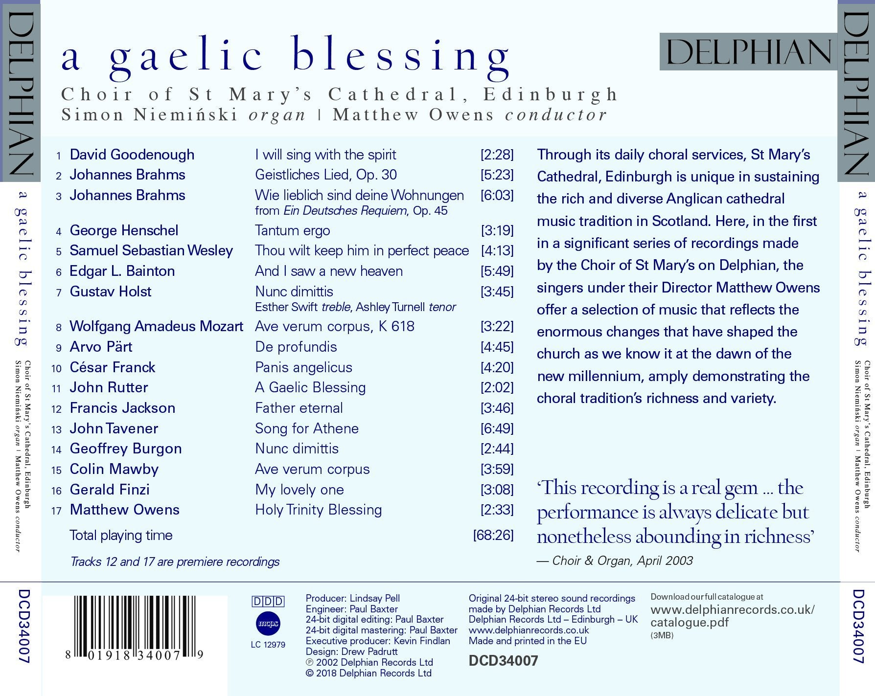 A Gaelic Blessing CD Delphian Records