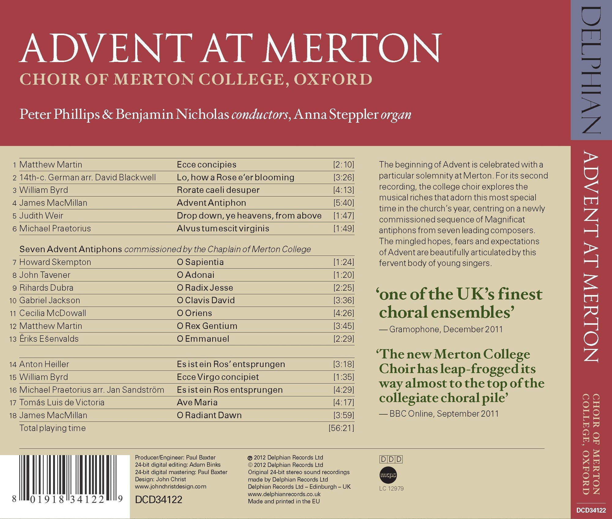 Advent at Merton CD Delphian Records