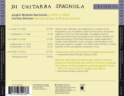 Bartolotti: Di Chitarra Spagnola CD Delphian Records