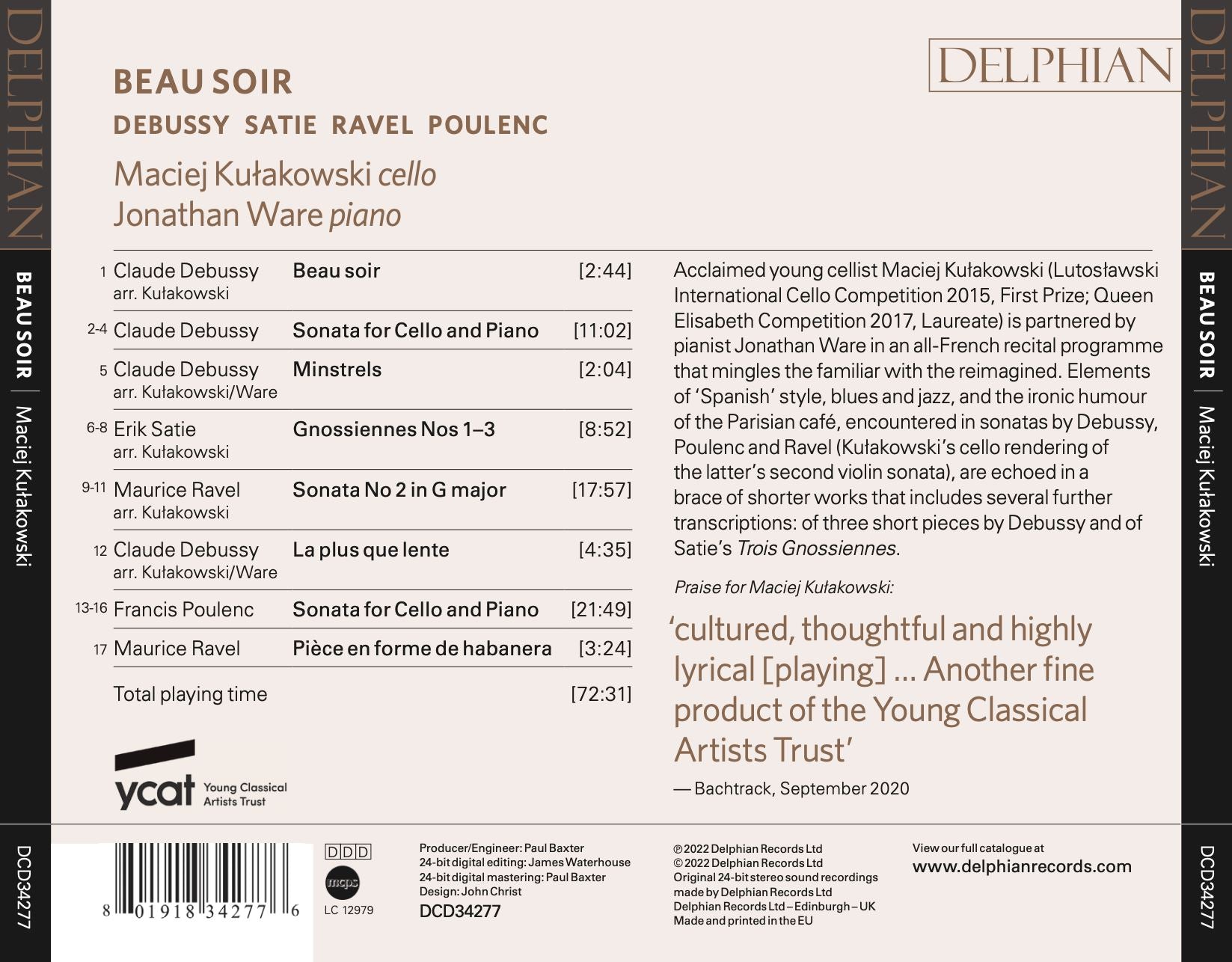 Beau Soir: Debussy | Poulenc | Ravel | Satie Delphian Records