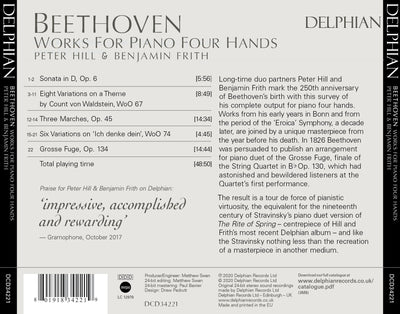 Beethoven: Works For Piano Four Hands CD Delphian Records