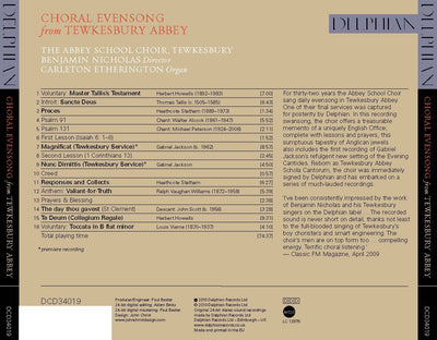 Choral Evensong from Tewkesbury Abbey CD Delphian Records