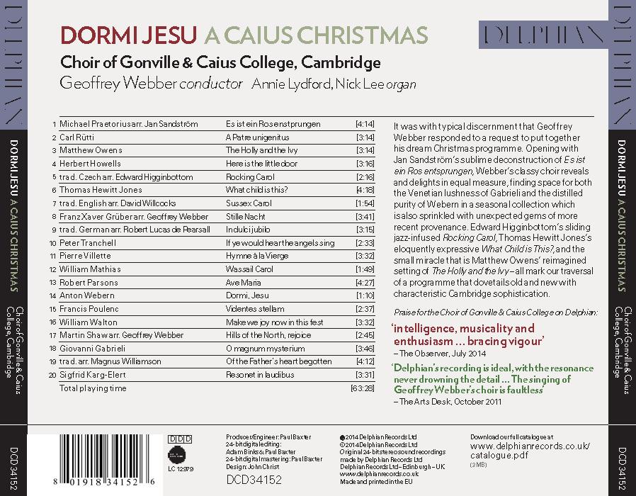 Dormi Jesu: A Caius Christmas CD Delphian Records