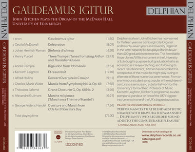 Gaudeamus Igitur: The Organ of the McEwan Hall CD Delphian Records