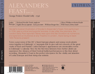 Handel: Alexander’s Feast (2CD) CD Delphian Records