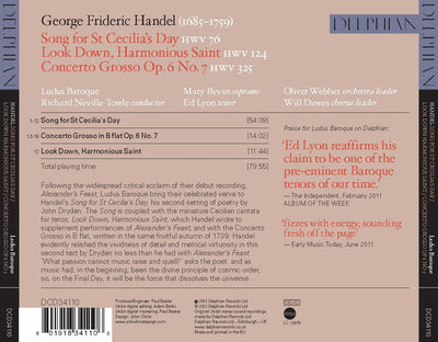 Handel: Song for St Cecilia’s Day CD Delphian Records