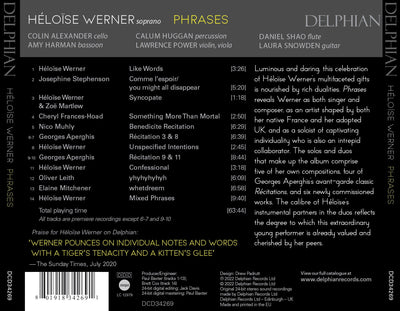 Héloïse Werner: Phrases CD Delphian Records