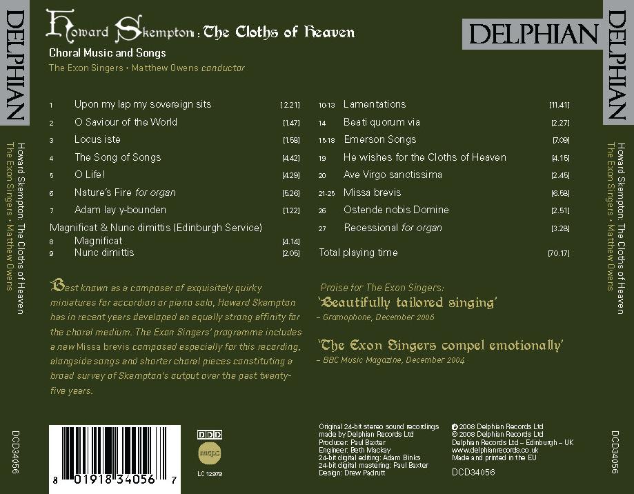 Howard Skempton: The Cloths of Heaven CD Delphian Records