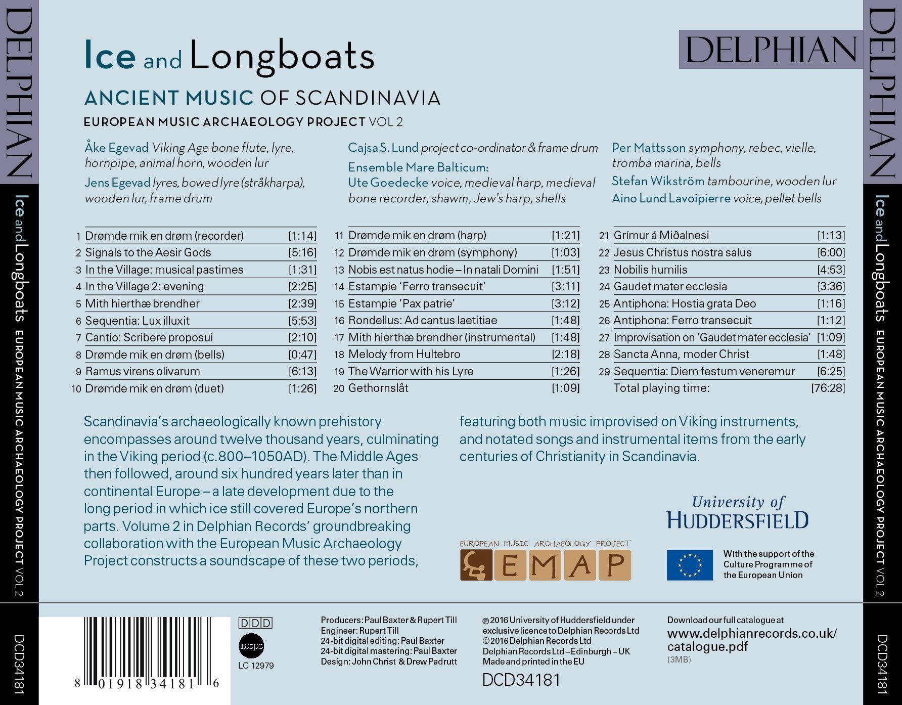 Ice and Longboats: ancient music of Scandinavia CD Delphian Records