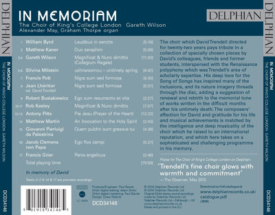 In Memoriam - A tribute to David Trendell CD Delphian Records