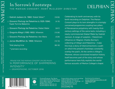 In Sorrow's Footsteps CD Delphian Records