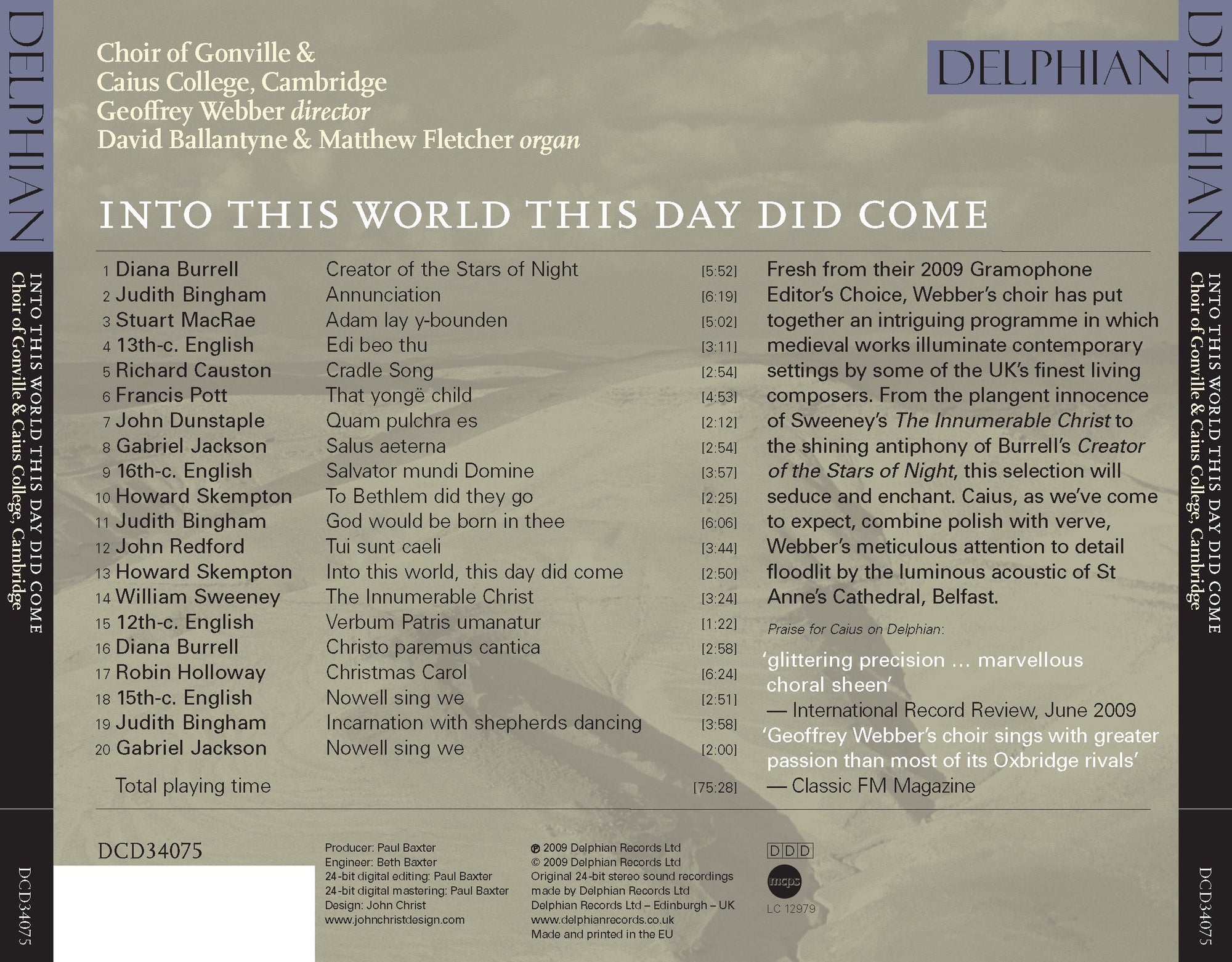 Into this world this day did come: carols contemporary & medieval CD Delphian Records