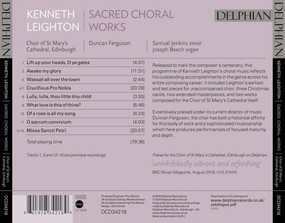 Kenneth Leighton: Sacred Choral Works CD Delphian Records
