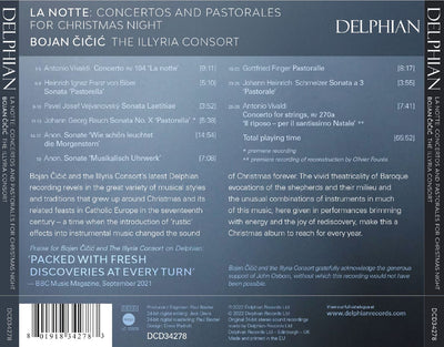 'La Notte': Concertos & Pastorales for Christmas Night CD Delphian Records