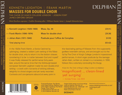 Leighton | Martin: Masses for Double Choir CD Delphian Records