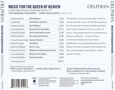 Music for the Queen of Heaven: contemporary Marian motets CD Delphian Records
