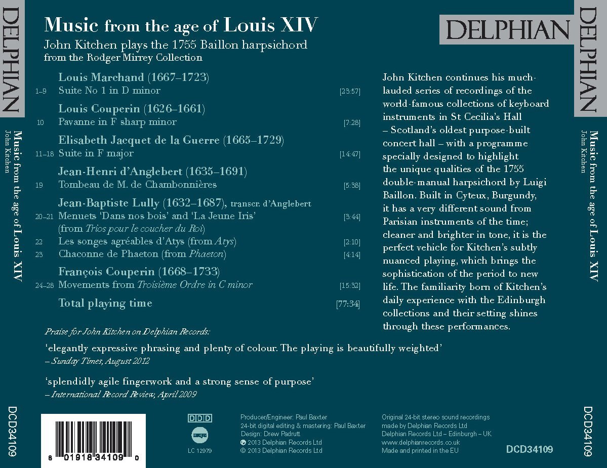 Music from the Age of Louis XIV: the Baillon harpsichord CD Delphian Records