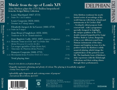Music from the Age of Louis XIV: the Baillon harpsichord CD Delphian Records