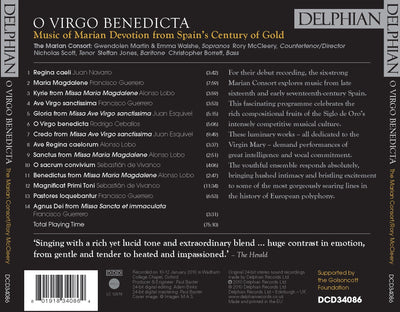 O Virgo Benedicta: Music of Marian Devotion from Spain’s Century of Gold CD Delphian Records