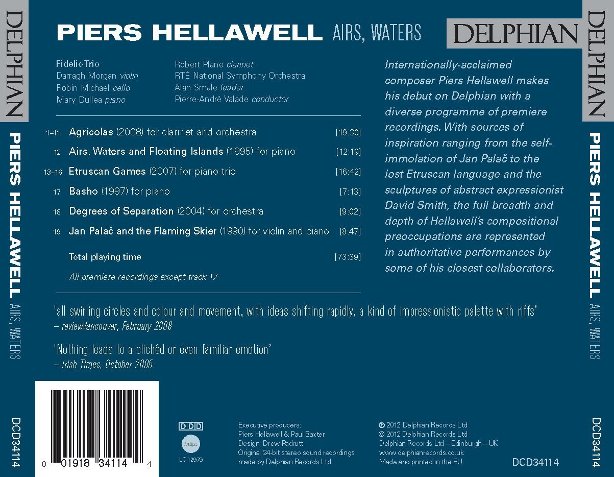 Piers Hellawell: Airs, Waters CD Delphian Records