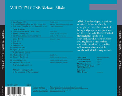 Richard Allain: When I’m Gone CD Delphian Records