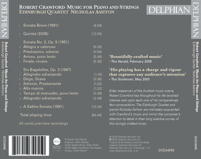 Robert Crawford: Music for solo piano; Piano Quintet CD Delphian Records