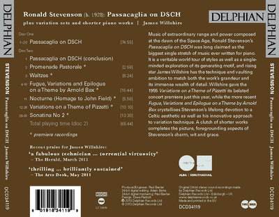 Ronald Stevenson: Passacaglia on DSCH; Bax & Pizzetti Variations; etc. CD Delphian Records