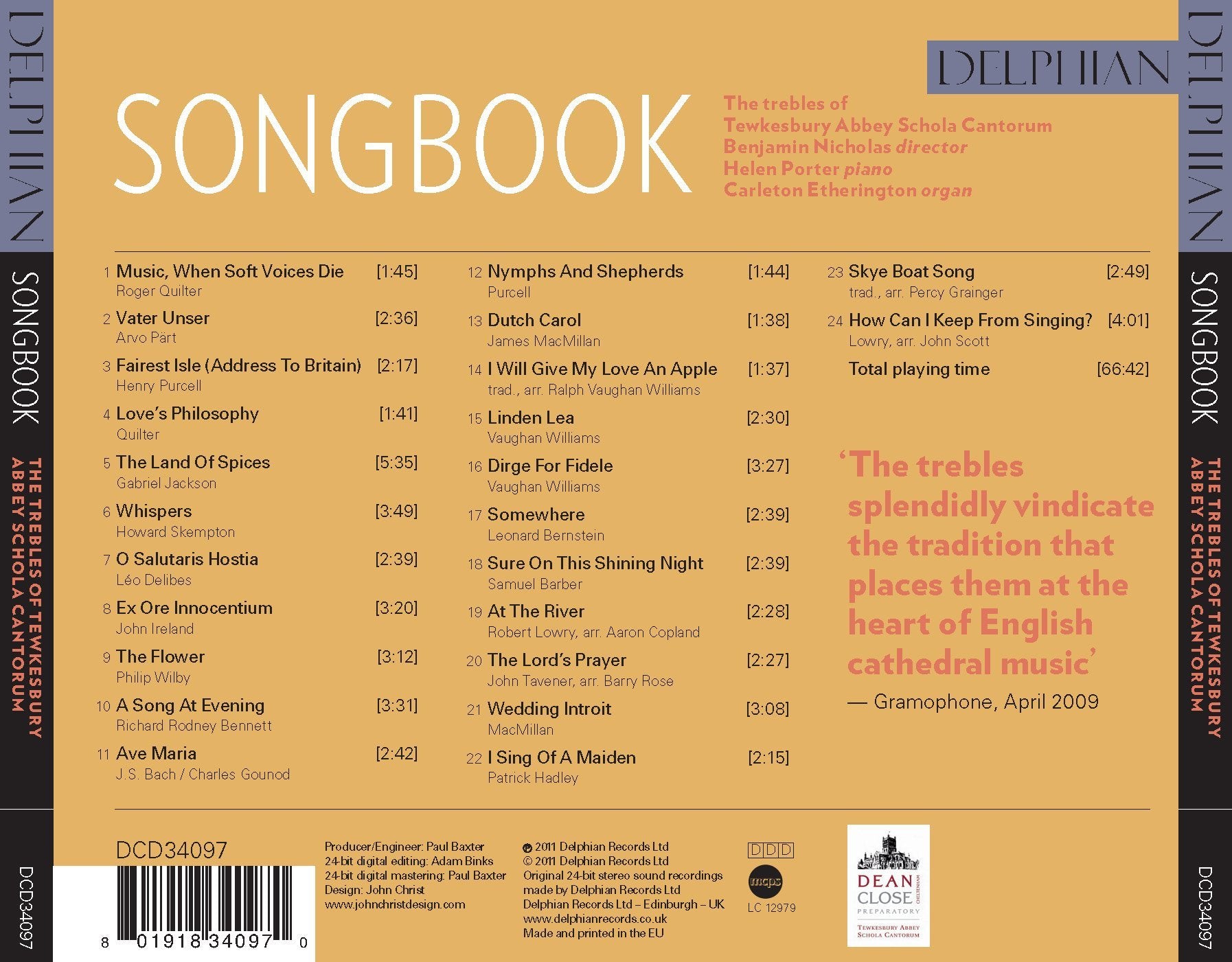 Songbook CD Delphian Records