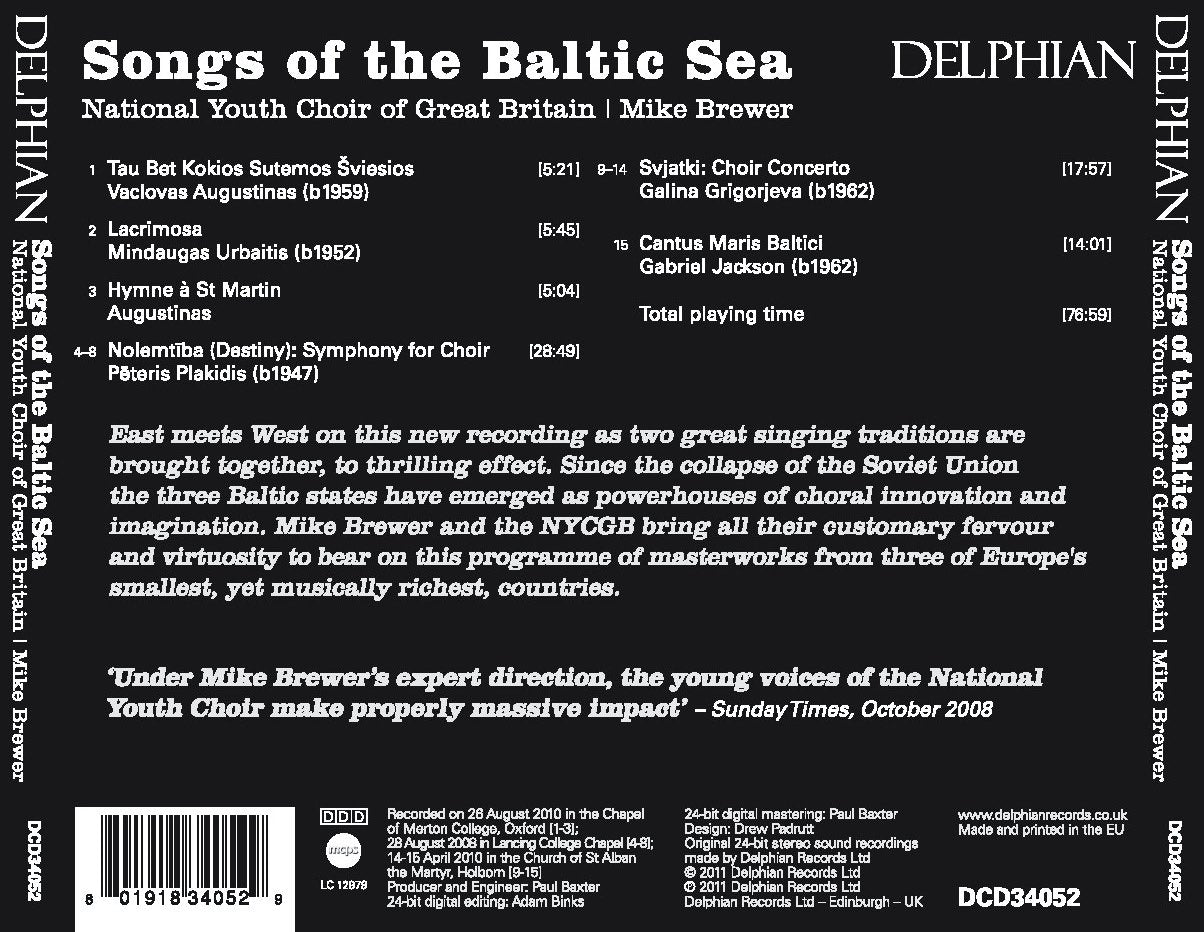 Songs of the Baltic Sea CD Delphian Records