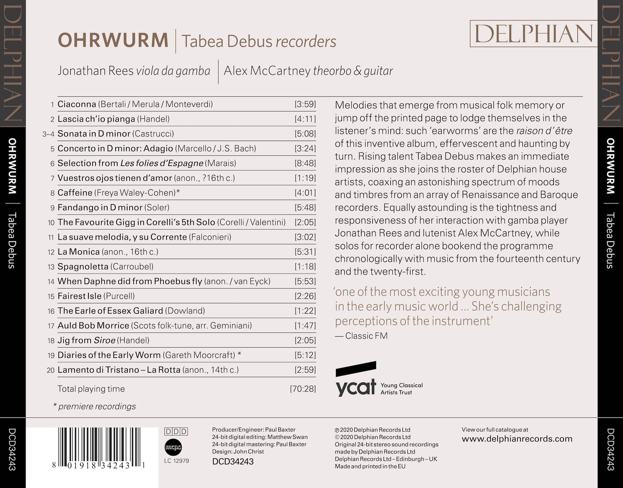 Tabea Debus: Ohrwurm CD Delphian Records