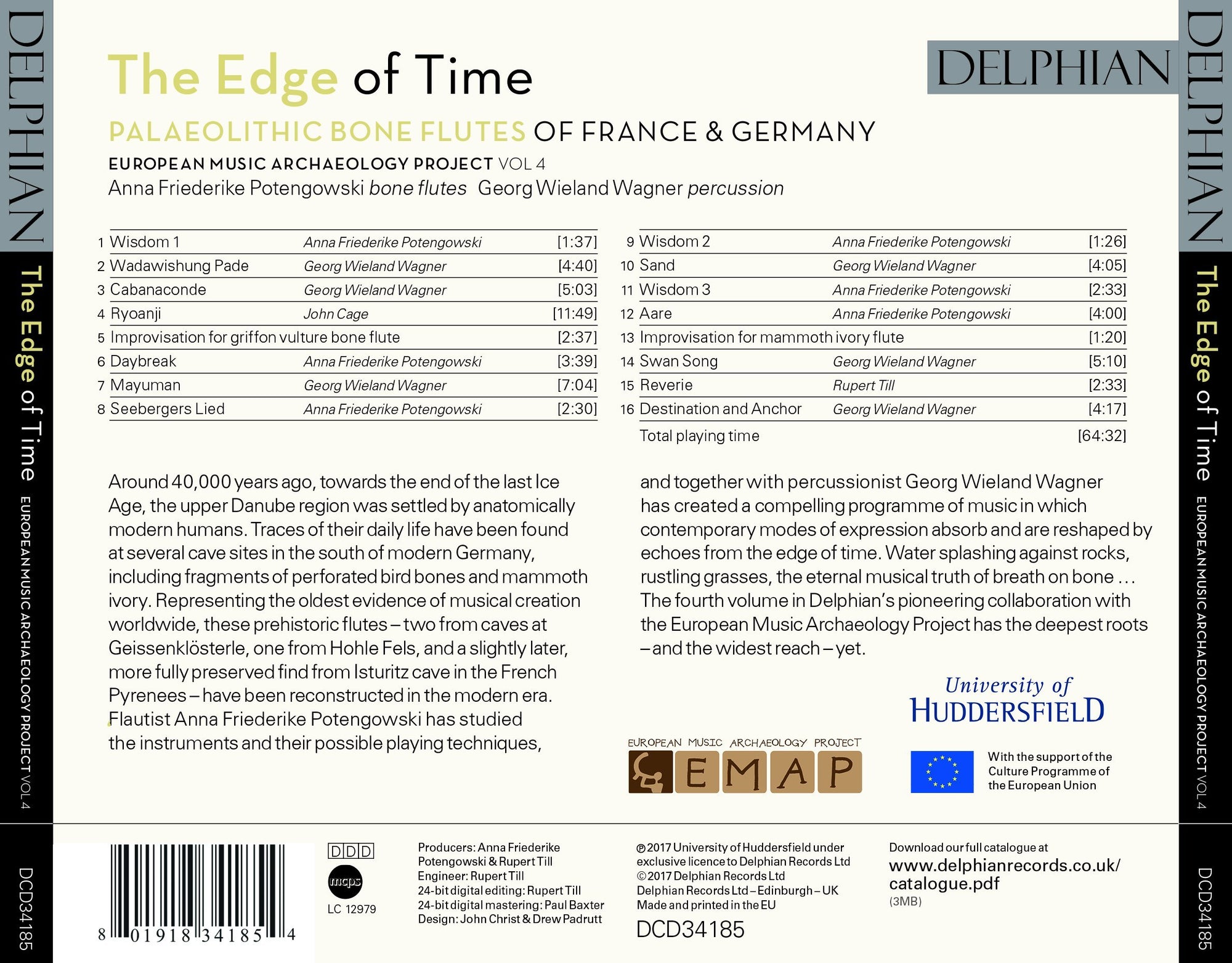 The Edge of Time: Palaeolithic bone flutes from France & Germany (EMAP Vol 4) CD Delphian Records