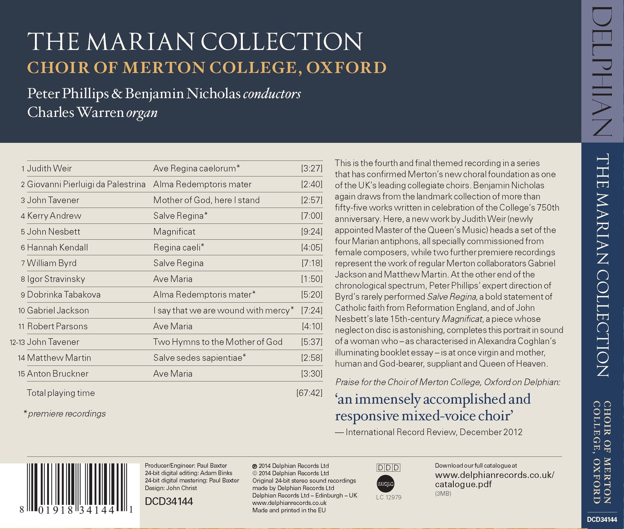 The Marian Collection CD Delphian Records