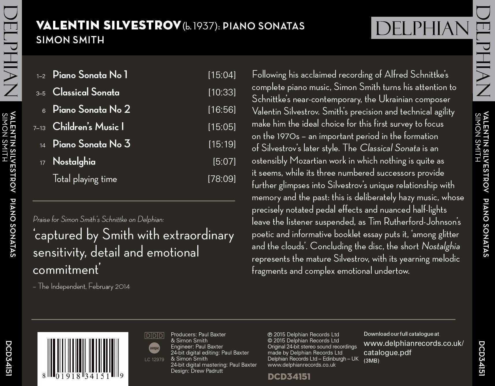 Valentin Silvestrov: Piano Sonatas CD Delphian Records