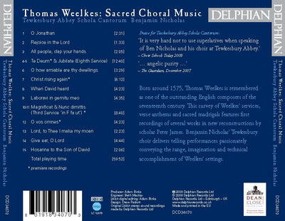 Weelkes: Sacred Choral Music CD Delphian Records
