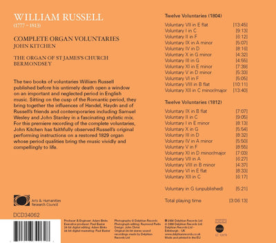 William Russell (1777–1813): Complete Organ Voluntaries CD Delphian Records