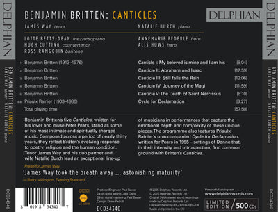 Benjamin Britten: Canticles CD Delphian Records