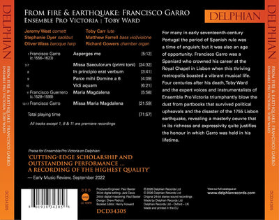 Francisco Garro: From Fire & Earthquake CD Delphian Records