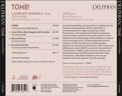 Laurence Osborn: Tomb! CD Delphian Records
