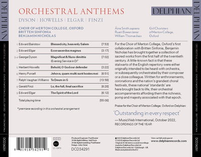 Orchestral Anthems: Dyson | Howells | Elgar | Finzi CD Delphian Records