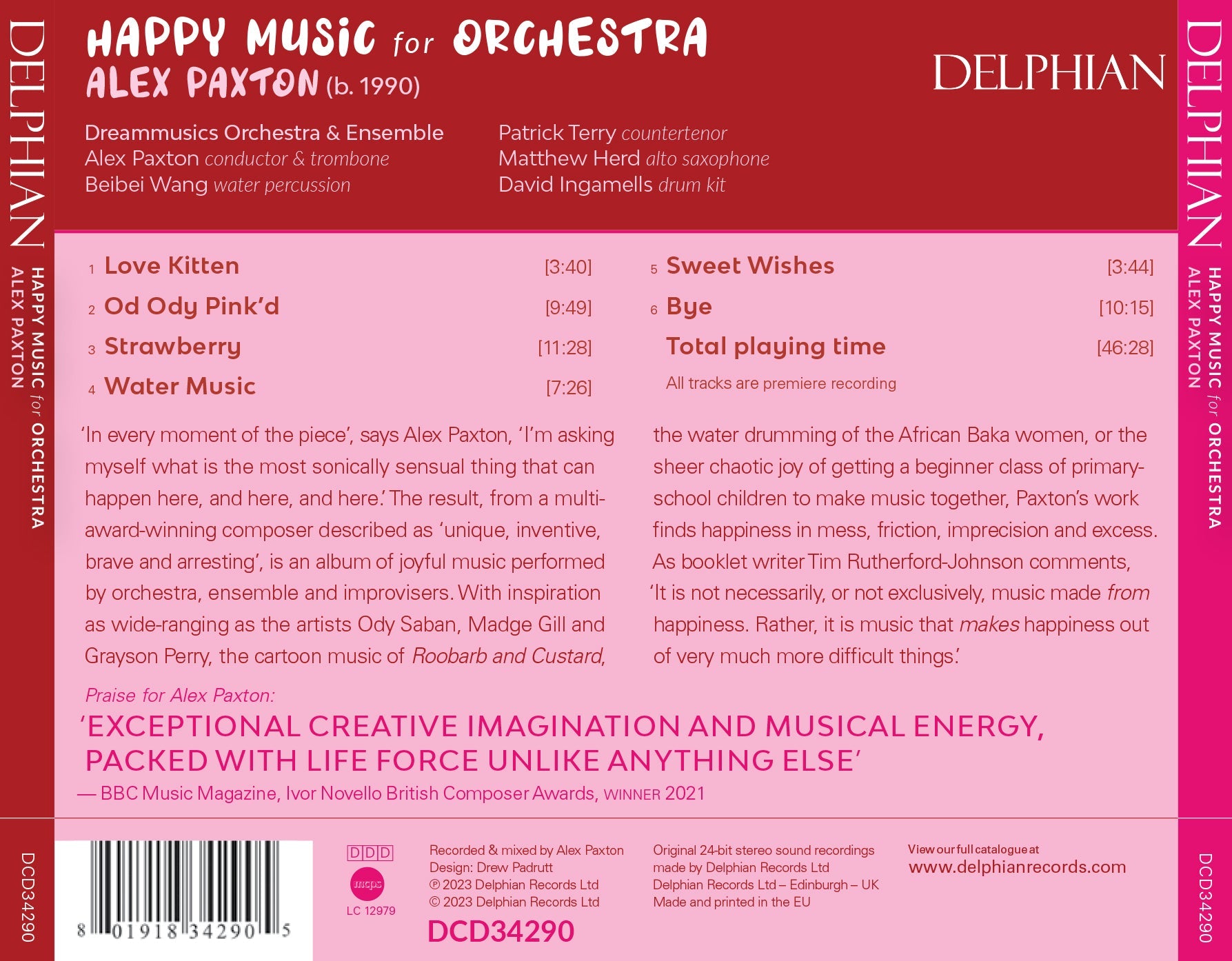 Alex Paxton: Happy Music for Orchestra CD Delphian Records