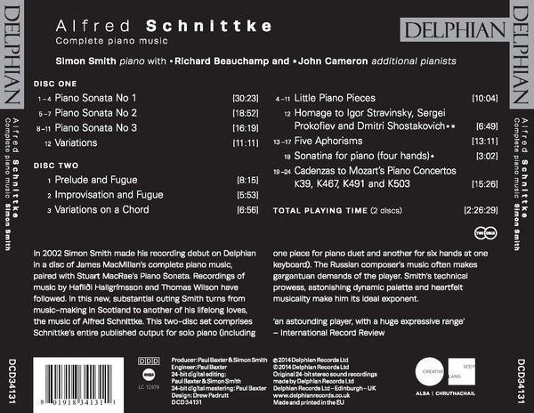 Alfred Schnittke: Complete piano music (2CD) - Delphian Records