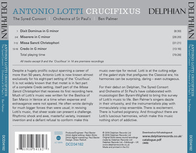 Antonio Lotti: Crucifixus CD Delphian Records