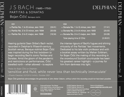 BACH: Partitas & Sonatas BWV 1001 - 1006 CD Delphian Records