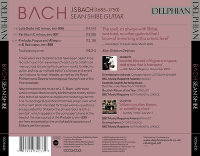 BACH | Sean Shibe CD Delphian Records