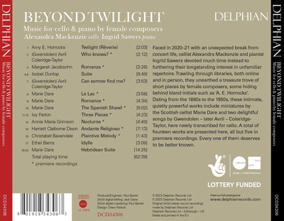 Beyond Twilight: Music for cello & piano by female composers Delphian Records