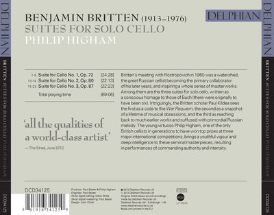Britten: Suites for Solo Cello CD Delphian Records