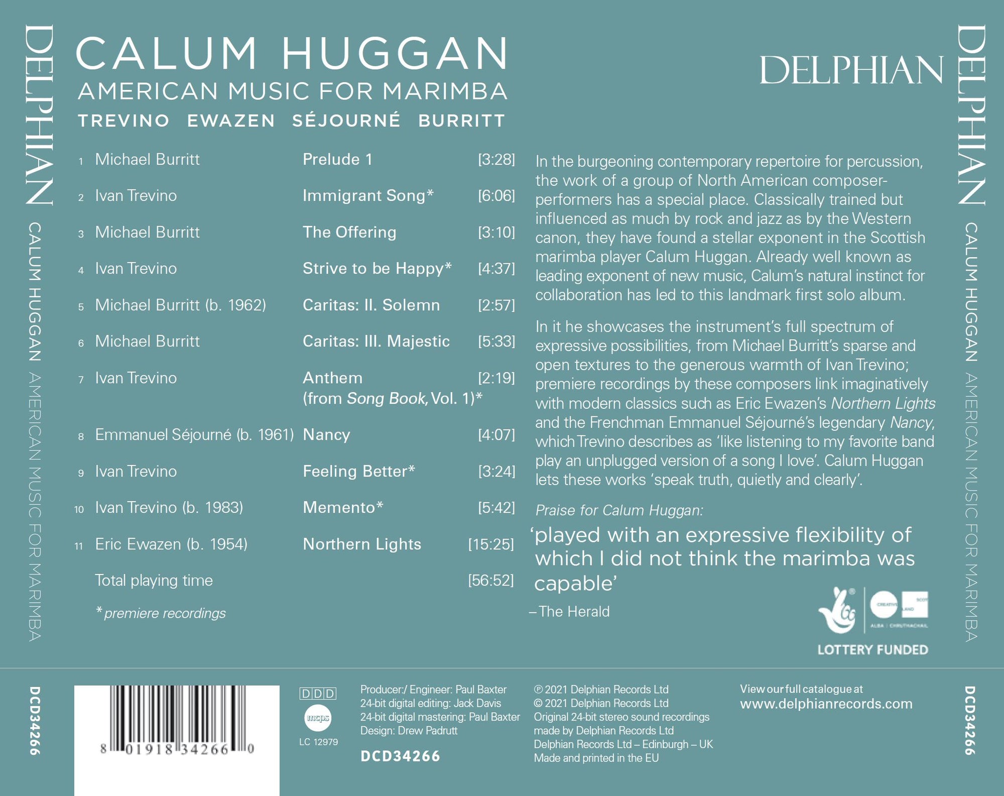 Calum Huggan: American Music for Marimba Delphian Records
